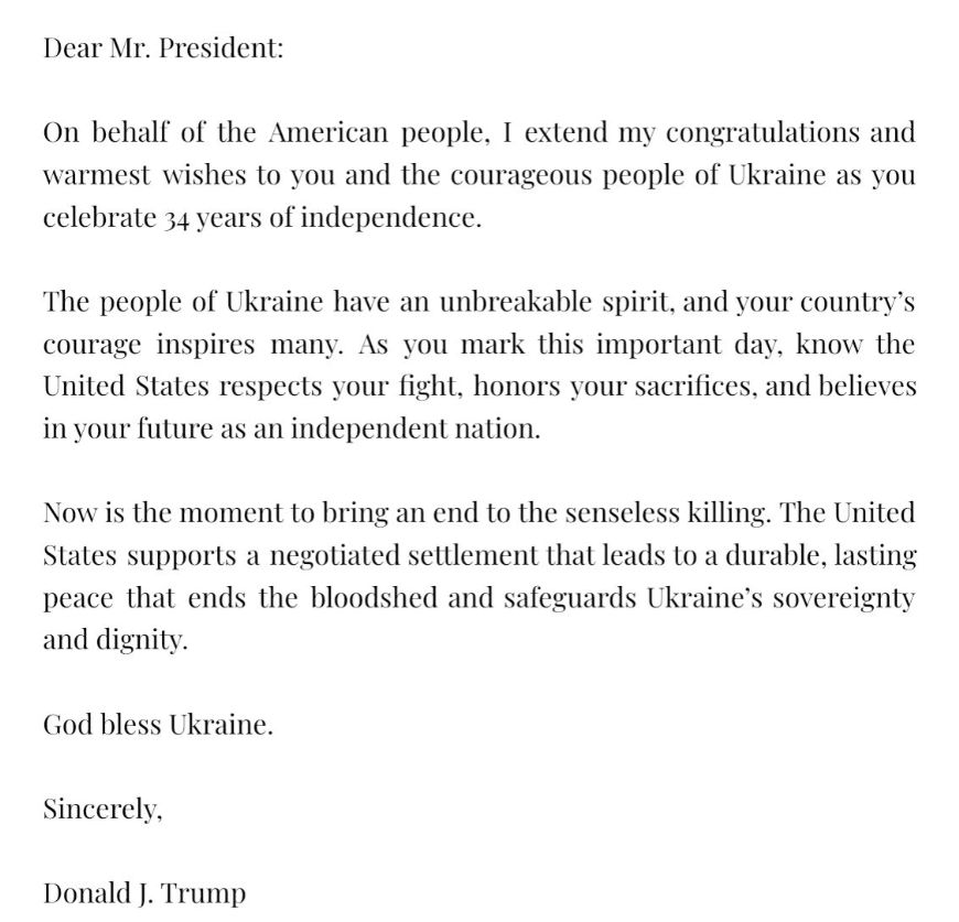 Трамп і Рубіл звернулися до українців у День незалежності 24 серпня 2