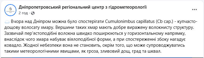 Схожа на гриб купчасто дощова волосата хмара в небі над Дніпром здивувала українців - фото 3