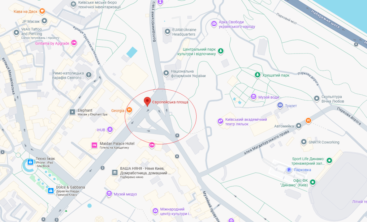 Європейська площа в Києві частково закрита для пішоходів до кінця вересня - як обійти, карта 3