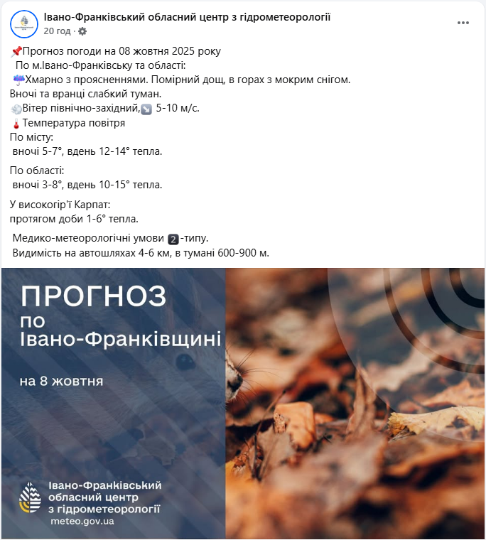Погода сьогодні 8 жовтня на високогір'ї Карпат небезпечна - поради рятувальників, прогноз 4