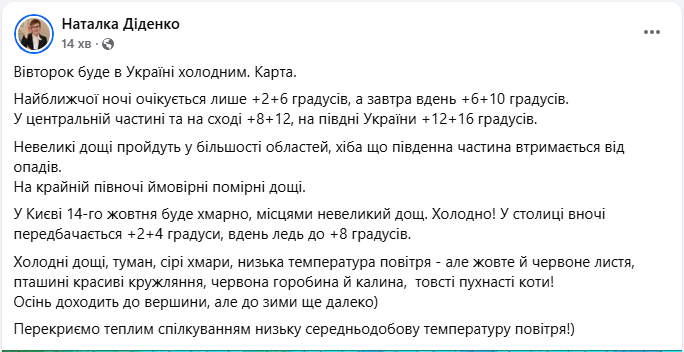 Погода в Україні і Києві завтра 14 жовтня несе похолодання й дощі - прогноз, Діденко 3