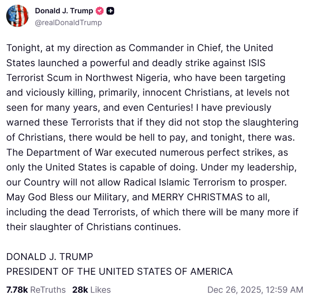 США вдарили по ІД в Нігерії - Трамп заявив, що удар був смертоносним 2