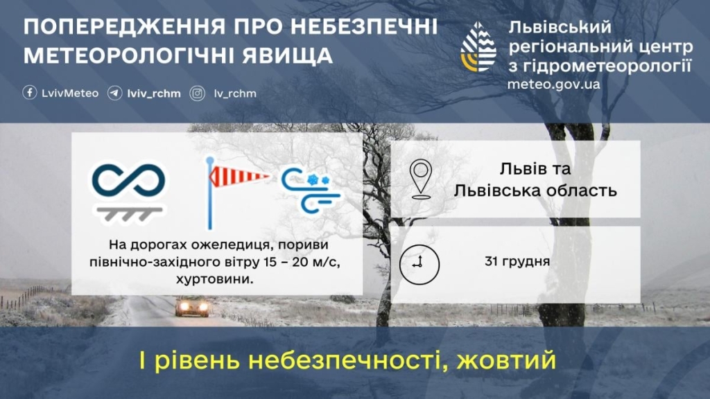 У Львові напередодні Нового року оголосили І рівень небезпеки