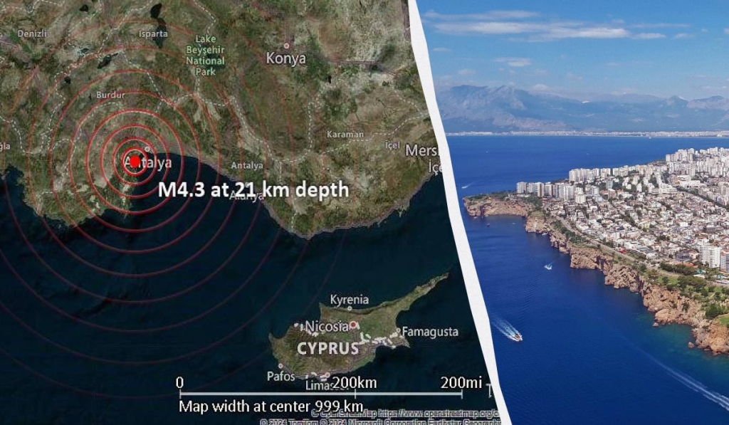 В Анталії сталося кілька землетрусів за добу / колаж УНІАН, фото AFAD, Вікіпедія