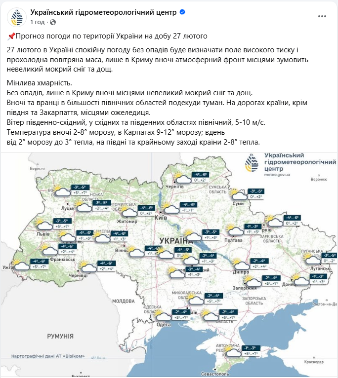 Без опадів, але з сюрпризами: яку погоду принесе завтра в Україну антициклон Heiko 3