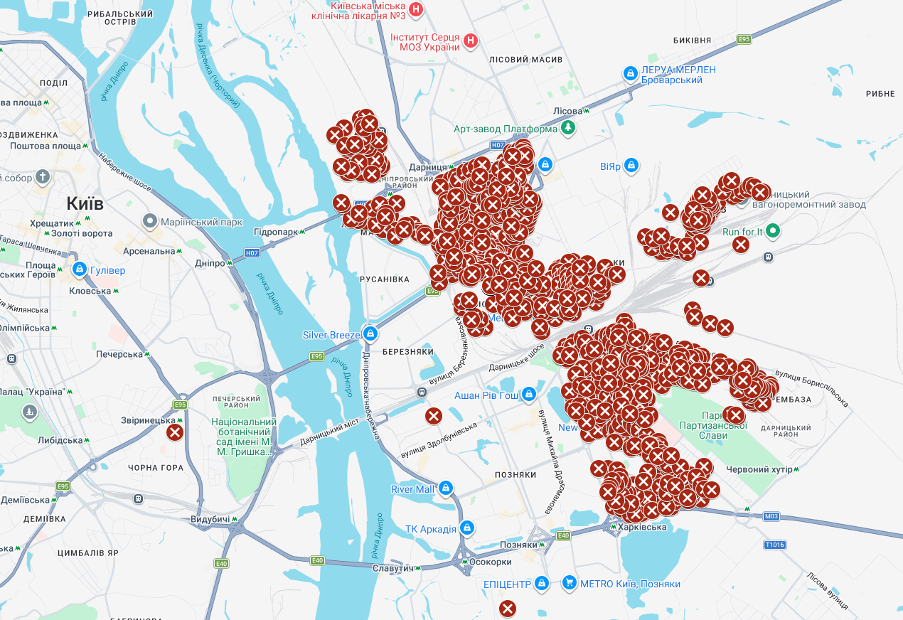 Коли відновлять Дарницьку ТЕЦ у Києві та хто залишився без тепла до кінця зими: карта 3