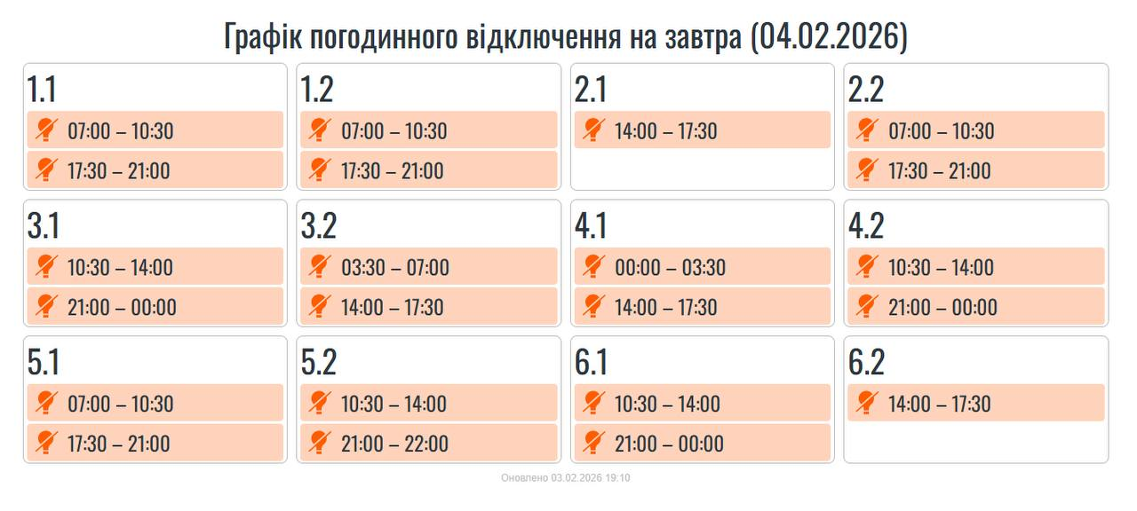 Відключення світла 4 лютого: графіки по областях після найпотужнішого в цьому році удару 4