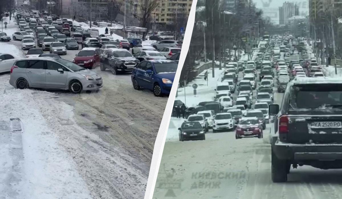 Затори та багато ДТП: журналісти розповіли про складну ситуацію на дорогах в Києві (відео)