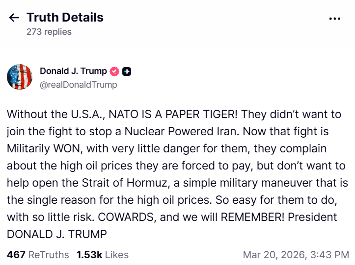 Країни-союзники по НАТО не підтримали США у спробах розблокувати Ормузьку протоку. Реакція Трампа на цю ситуацію. 2