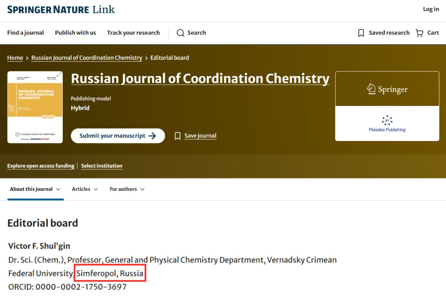 Санкції щодо Російської Федерації - наукове видавництво Springer Nature продовжує випускати матеріали, що містять російську пропаганду. 5