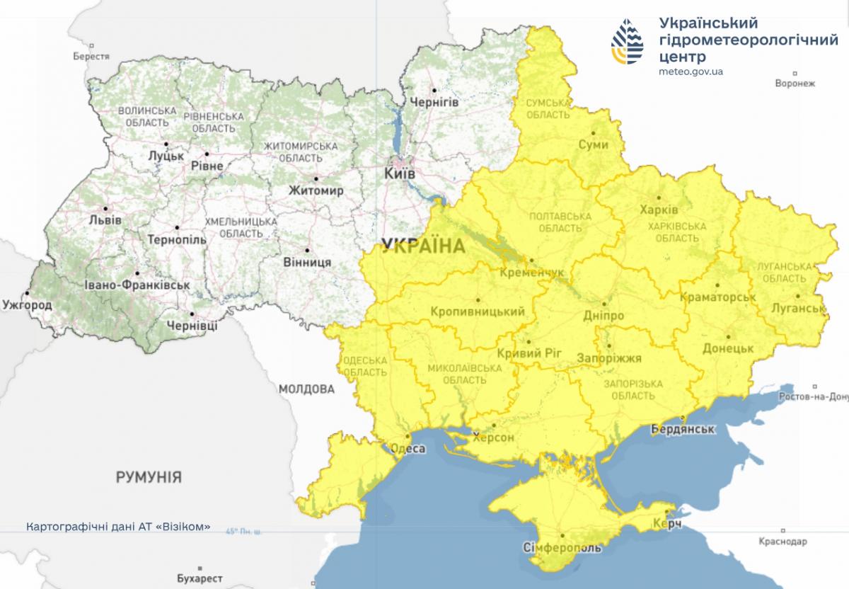 23 травня в окремих регіонах України очікуються несприятливі погодні умови (карта). 2 23 травня частину України накриє негода (карта)