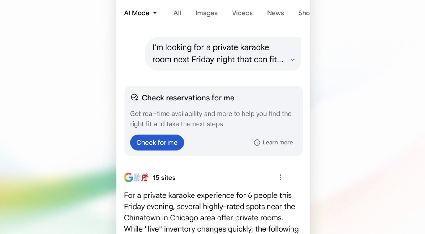 У пошуковій системі Google з'явилися нові функції, що включають агентів штучного інтелекту, призначених для здійснення покупок та бронювань. У пошуковій системі Google з'явилися нові функції, що включають агентів штучного інтелекту, призначених для здійснення покупок та бронювань. 5