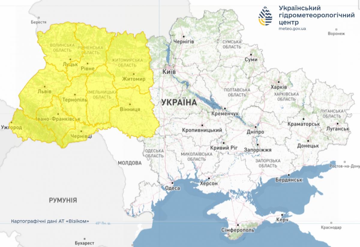 В Україні оголосили жовту небезпеку: негода накриє 10 областей (карта)